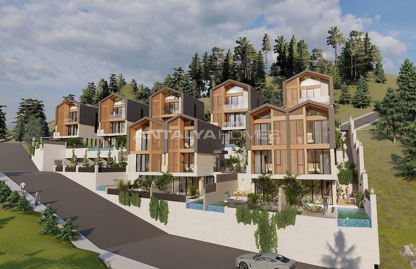 Detached Houses with Sea Views and Pools in Alanya Tepe 4