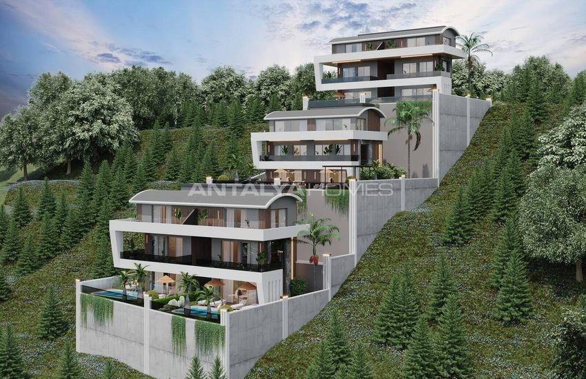 Villas Vue Mer À Vendre Avec Piscine Privée À Alanya Tepe 3