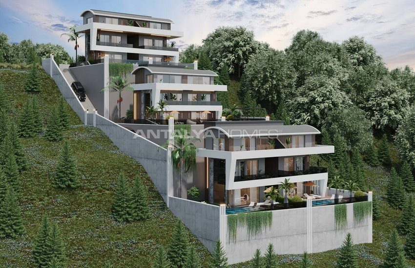 Villas Vue Mer À Vendre Avec Piscine Privée À Alanya Tepe 1