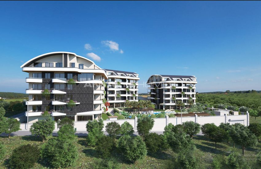 Alanya Oba'da Denize Yakın Sitede Doğa Manzaralı Şık Daireler 7