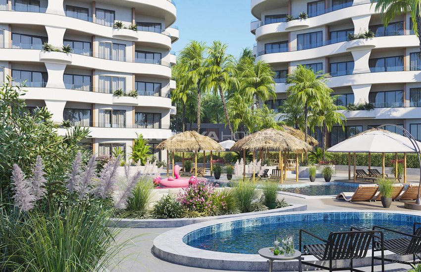 Alanya Oba'da Denize Yakın Sitede Doğa Manzaralı Şık Daireler 8