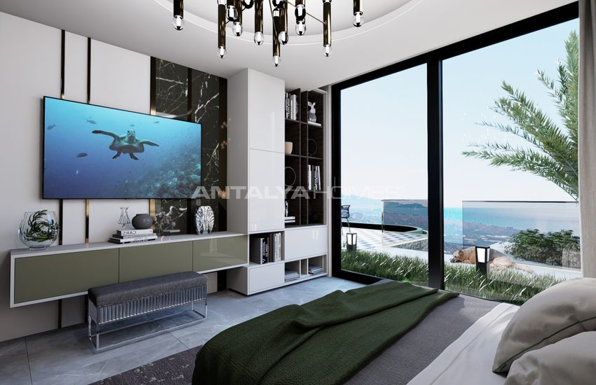 Nybyggda Fristående Villor Med Utsikt Över Havet Och Alanyas Slott 28