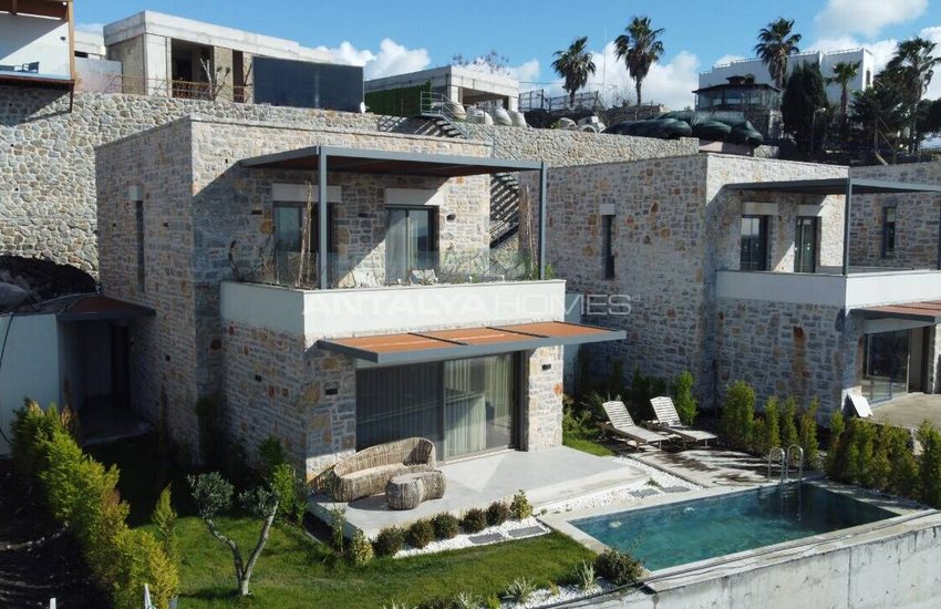 Stone Clad Sea View Detached Villas in Bodrum Yalikavak 41