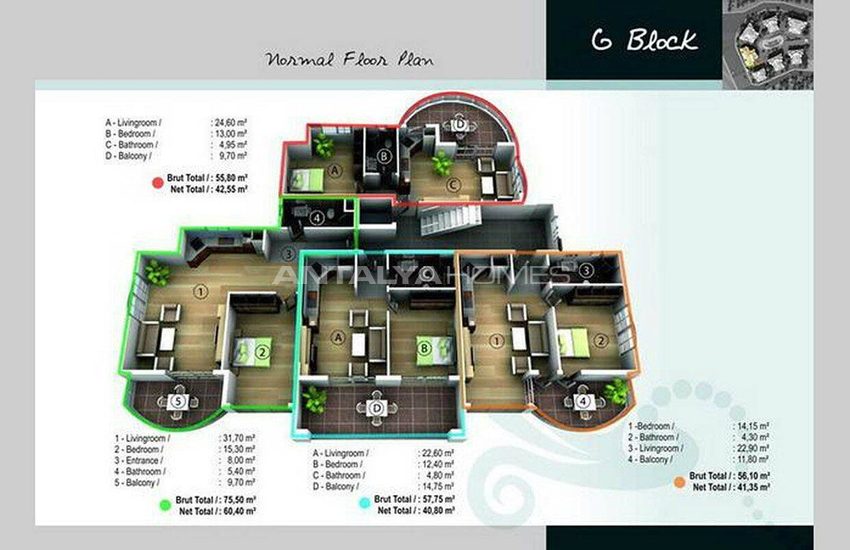 Turnkey Properties with Castle and Sea View in Alanya 45