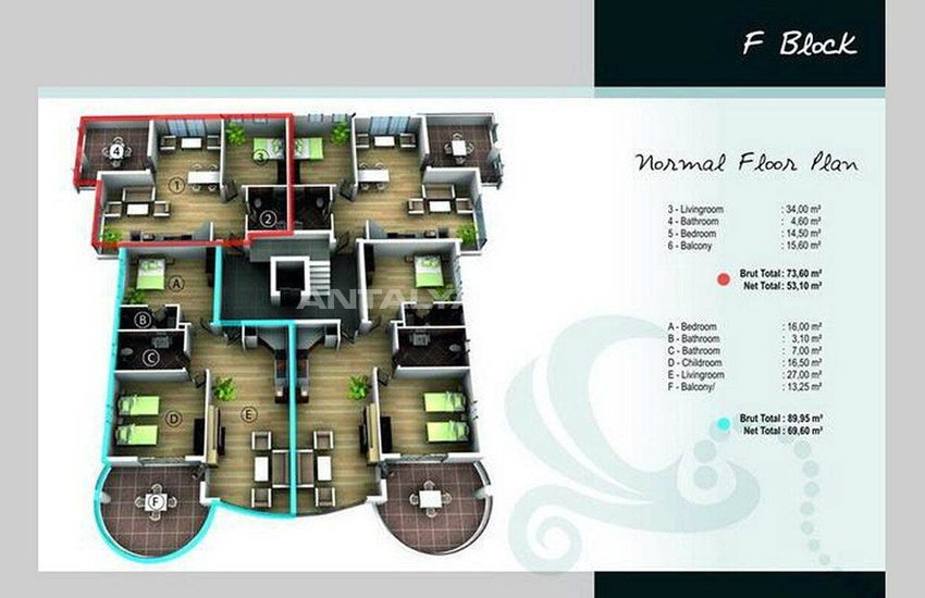 Turnkey Properties with Castle and Sea View in Alanya 46