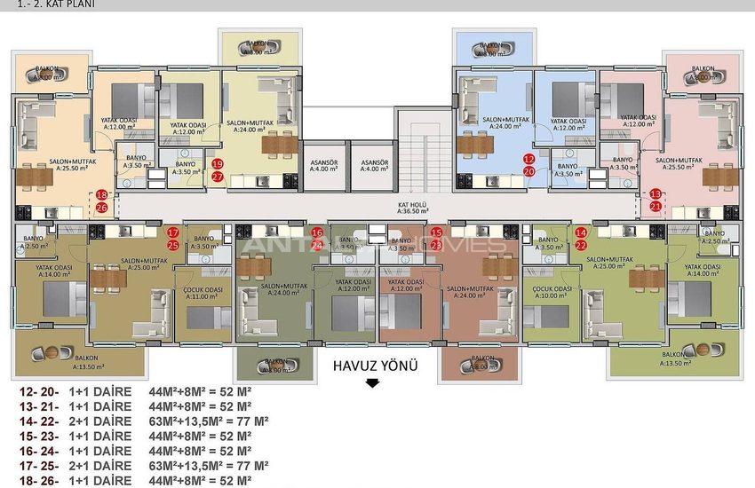 Immobiliers Avec Riches Caractéristiques À Alanya Oba 44