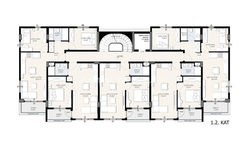 Centrally Located Apartments with Swimming Pool in Alanya 10