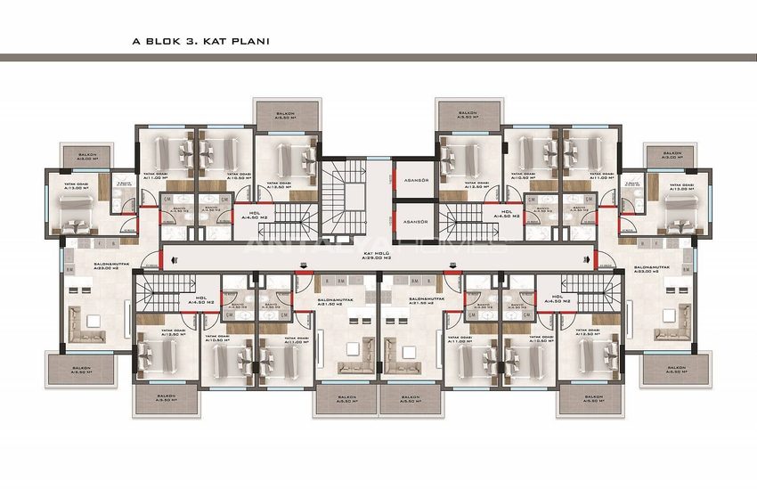 Appartementen In Een Beveiligd Complex Met Zwembaden In Kestel Alanya 35