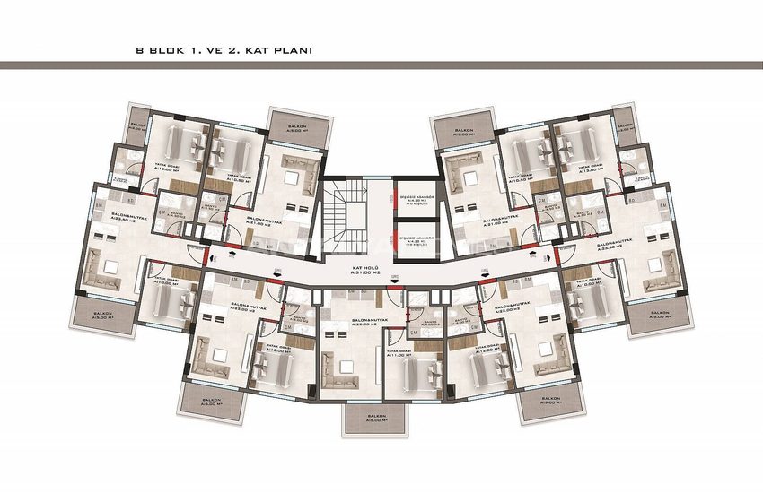 Appartementen In Een Beveiligd Complex Met Zwembaden In Kestel Alanya 30