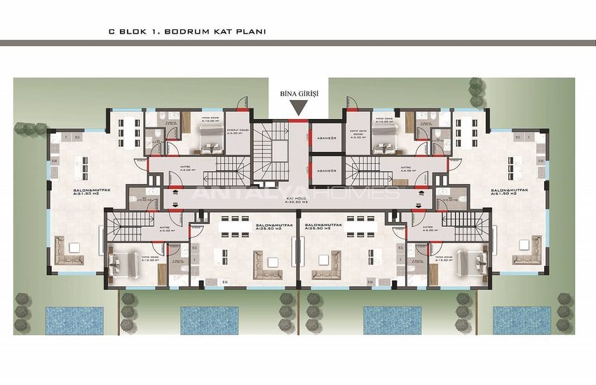 Appartementen In Een Beveiligd Complex Met Zwembaden In Kestel Alanya 26