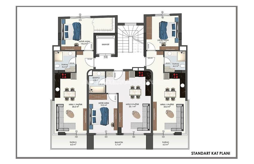 Centrally Located Apartment in a Complex in Alanya Carsi 10