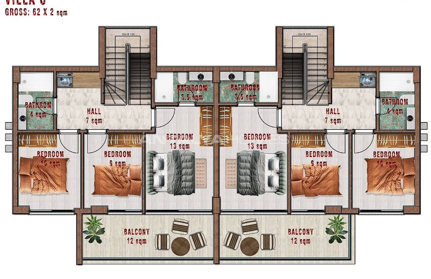 Alanya Merkezde Harika Deniz Manzaralı Villalar 41