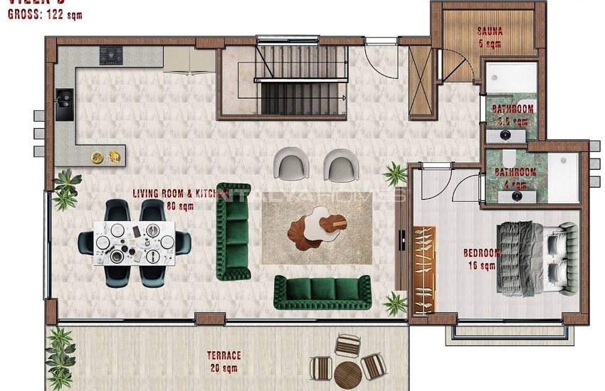 Alanya Merkezde Harika Deniz Manzaralı Villalar 38