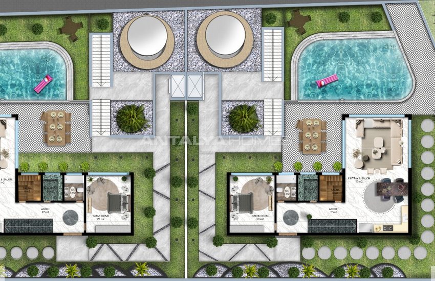 Nybyggda Fristående Villor Med Utsikt Över Havet Och Alanyas Slott 43