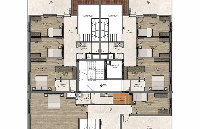 Antalya Şehir Merkezinde Şık Tasarımlı Sıfır Daireler 30