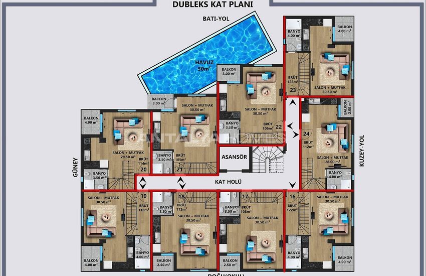 Investment Apartments in a Complex in Antalya Güzeloba 25