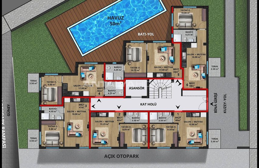 Investment Apartments in a Complex in Antalya Güzeloba 22