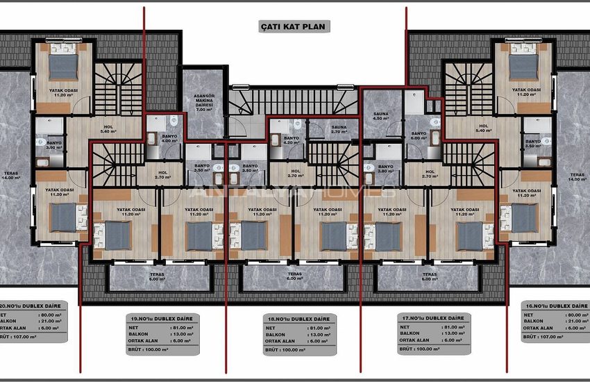 Real Estate in a Complex with Swimming Pool in Alanya Oba 24