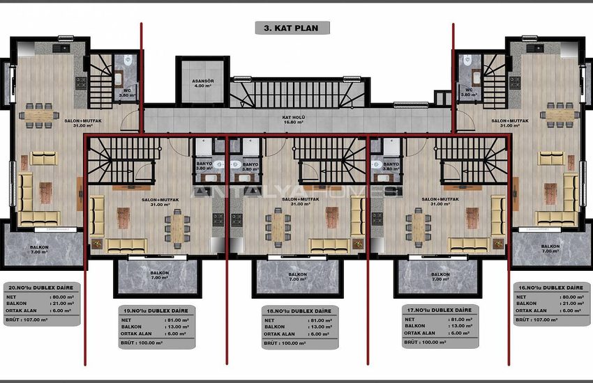 Real Estate in a Complex with Swimming Pool in Alanya Oba 23
