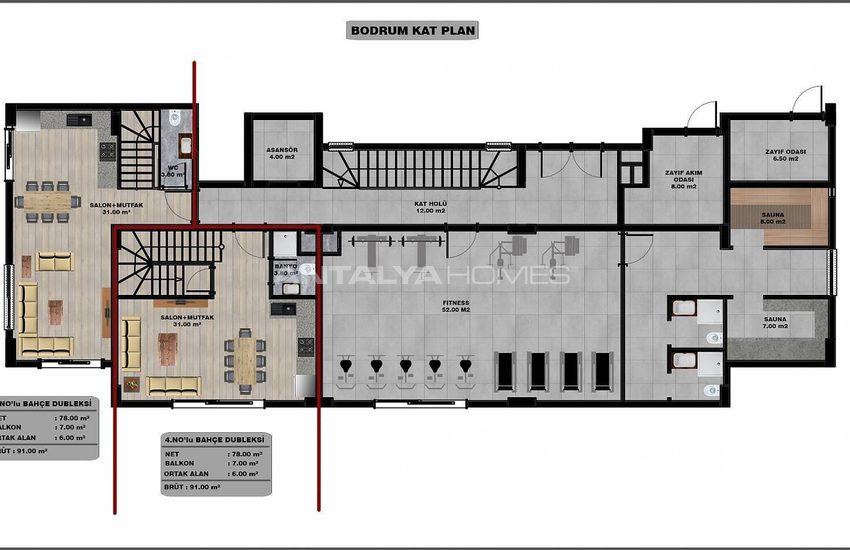 Real Estate in a Complex with Swimming Pool in Alanya Oba 19