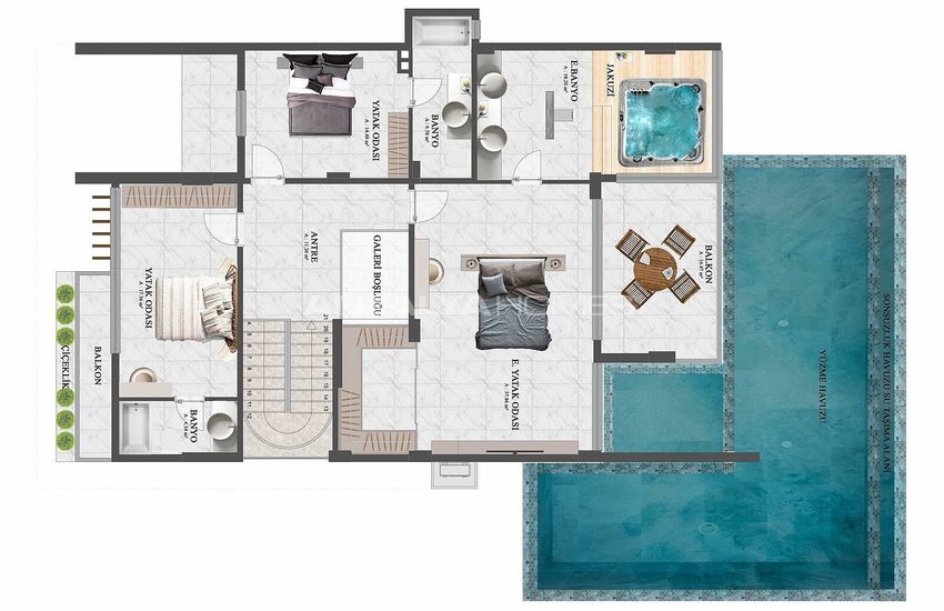 Detached Villas with Pool Close to the Sea in Alanya Yesiloz 16