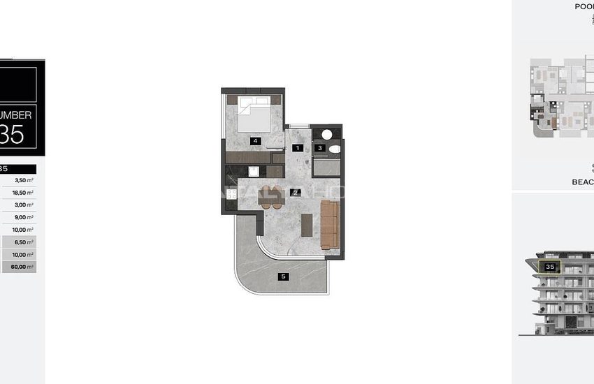 New-build Flats Nearby the Sea in a Complex in Alanya Kestel 20
