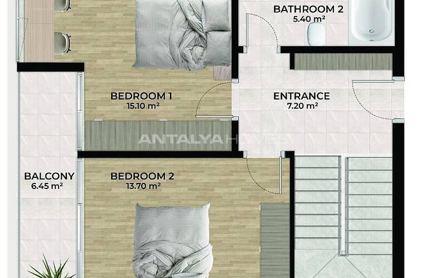 Detached Houses with Sea Views and Pools in Alanya Tepe 25