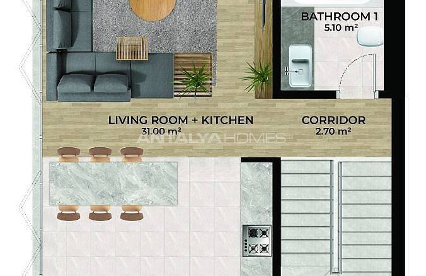 Detached Houses with Sea Views and Pools in Alanya Tepe 26