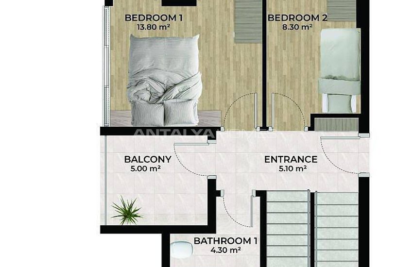 Detached Houses with Sea Views and Pools in Alanya Tepe 29