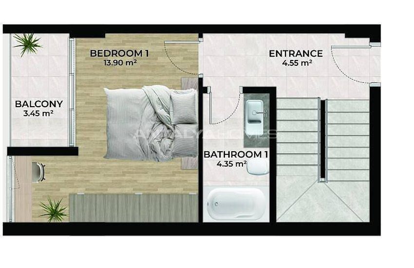 Detached Houses with Sea Views and Pools in Alanya Tepe 30