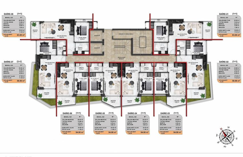 Immobilier Dans Une Résidence Avec Facilités À Alanya Demirtas 17