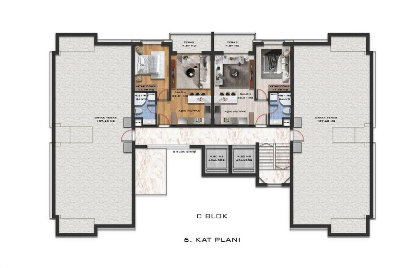 Apartments with Underfloor Heating in a Complex in Antalya 41