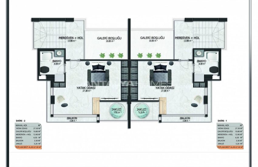 New Triplex Houses with Private Pool in Alanya 21