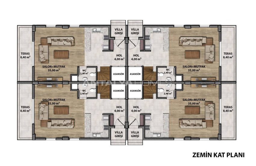 Villas Mitoyennes Avec Ascenseur À Antalya Dosemealti 70