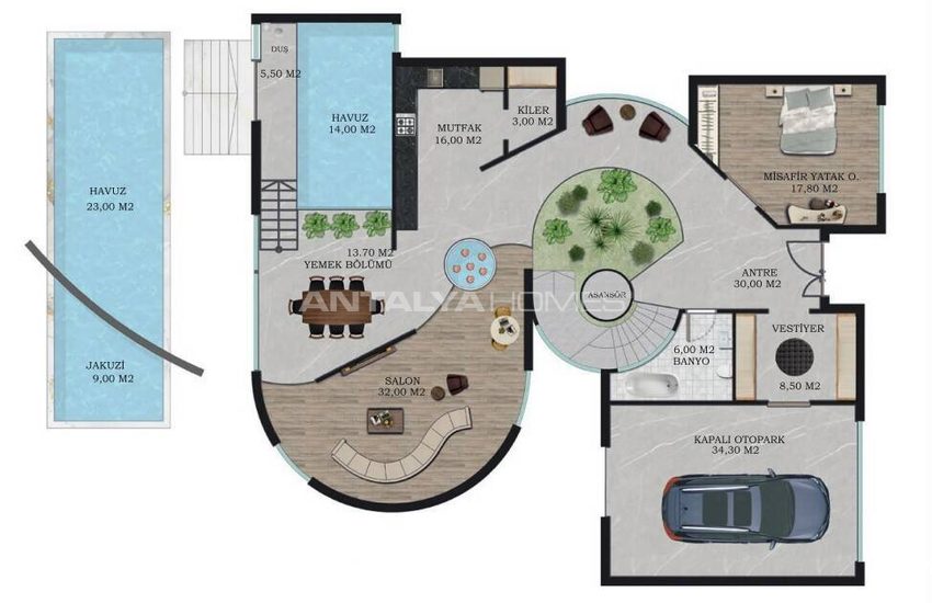 4+1 Villa with Pool and Parking Lot in Antalya Dosemealti 11