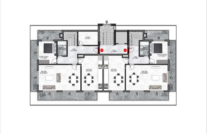 Appartementen In Een Complex Met Overloopzwembad In Alanya 15