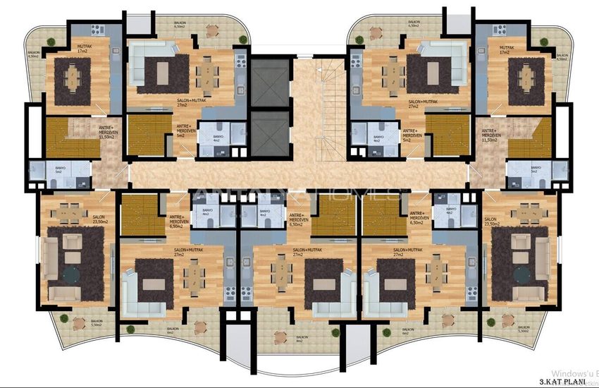 Alanya'da Sosyal Aktiviteli Havuzlu Sitede Satılık Daireler 44