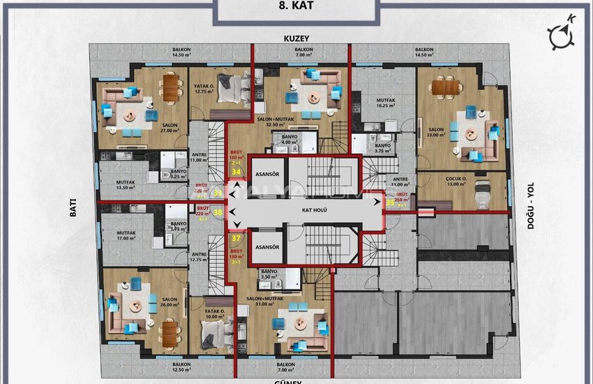 Muratpaşa'da Kapalı Otoparklı Projede Geniş ve Ferah Daireler 31