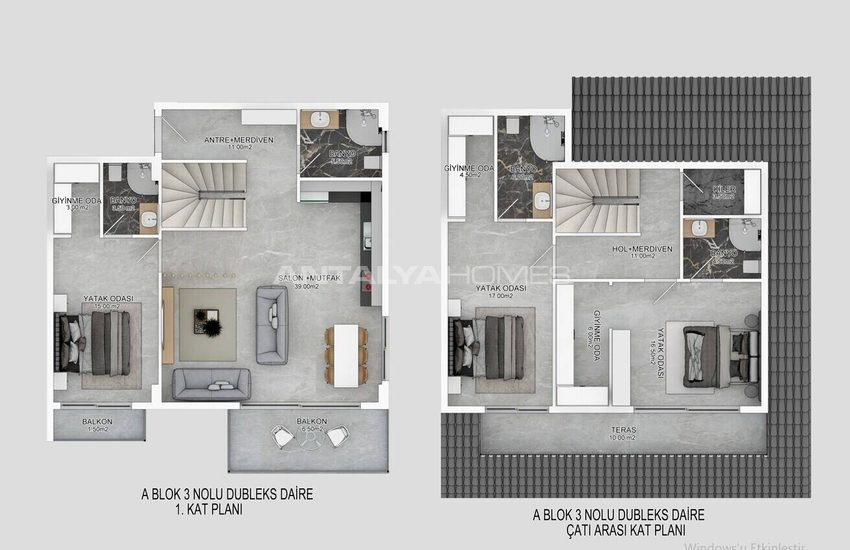 Ground Floor and Duplex Penthouse Apartments in Alanya Bektas 38