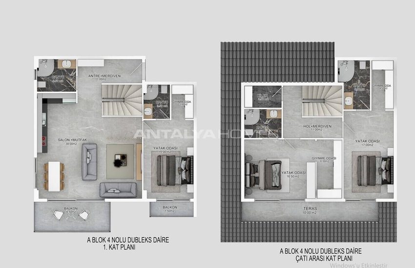 Ground Floor and Duplex Penthouse Apartments in Alanya Bektas 37