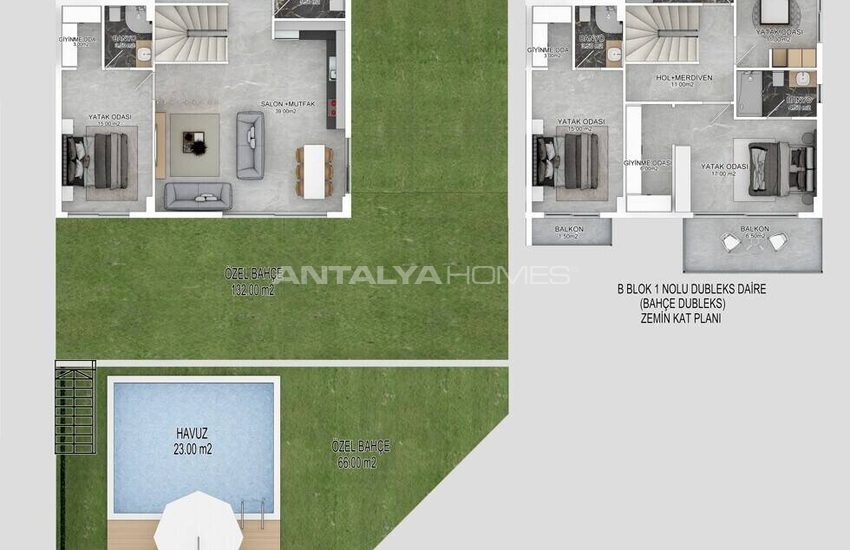 Ground Floor and Duplex Penthouse Apartments in Alanya Bektas 36