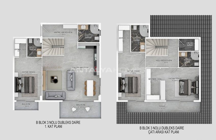Ground Floor and Duplex Penthouse Apartments in Alanya Bektas 34