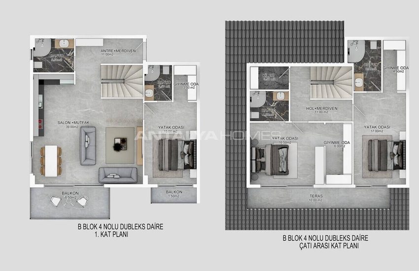Ground Floor and Duplex Penthouse Apartments in Alanya Bektas 33