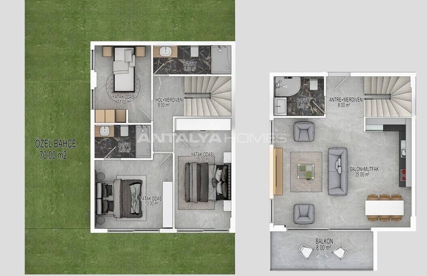 Ground Floor and Duplex Penthouse Apartments in Alanya Bektas 32