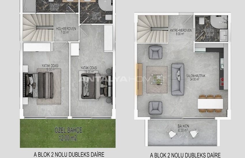 Ground Floor and Duplex Penthouse Apartments in Alanya Bektas 22