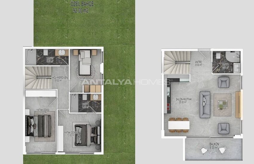 Ground Floor and Duplex Penthouse Apartments in Alanya Bektas 30