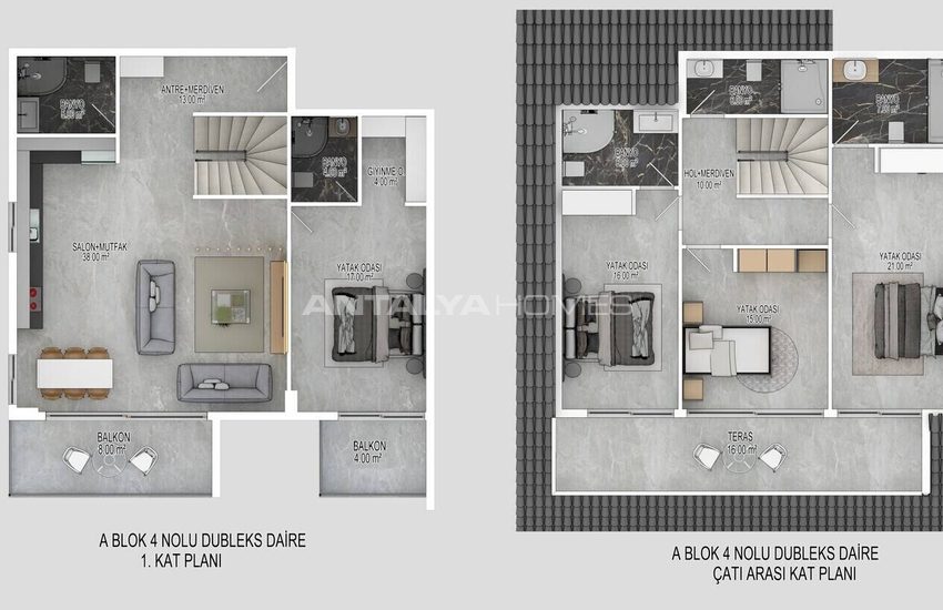 Ground Floor and Duplex Penthouse Apartments in Alanya Bektas 29