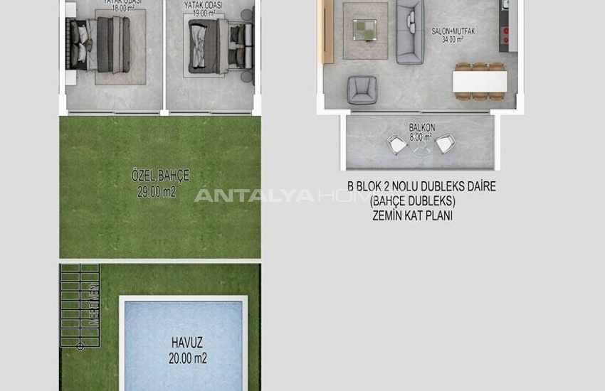 Ground Floor and Duplex Penthouse Apartments in Alanya Bektas 26