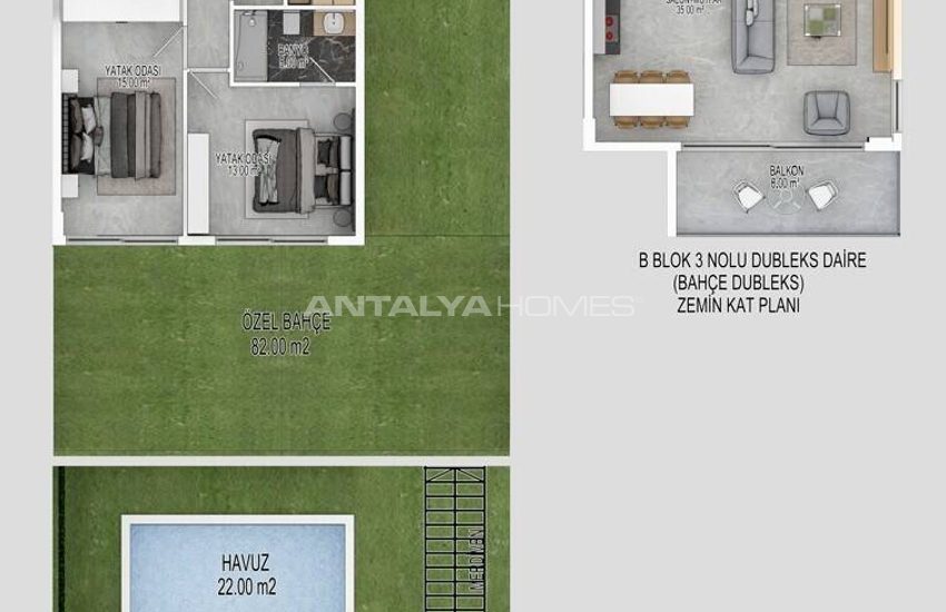 Ground Floor and Duplex Penthouse Apartments in Alanya Bektas 25