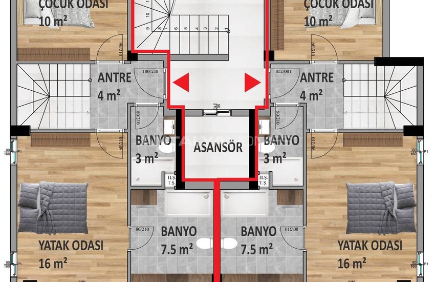 Alanya'da Deniz ve Şehir Manzaralı Dubleks Gayrimenkuller 16